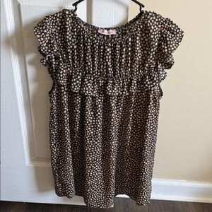 Ces Femme Black and Cream Patterned Blouse